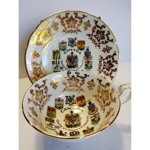 Vintage Paragon Cup & Saucer Canadian Provinces Coats of Arms 1960's  set of 2